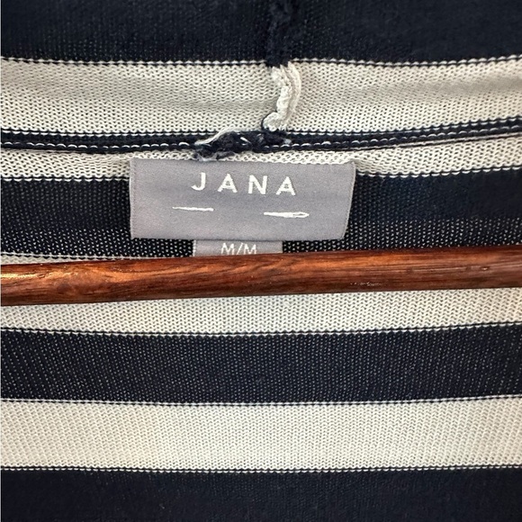 Jana Women’s M Nautical Stripe Open Front Waterfall Cardigan Navy & White - Picture 4 of 7